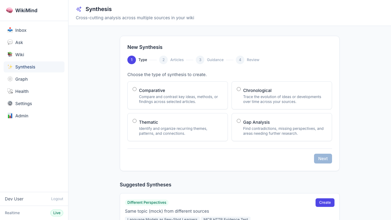 Synthesis suggestions
